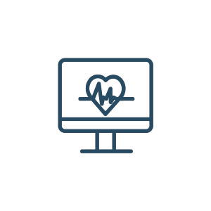 a black and white image of a monitor with a heart beat on it