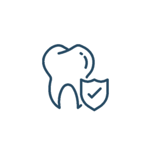 a tooth with a shield and a check mark