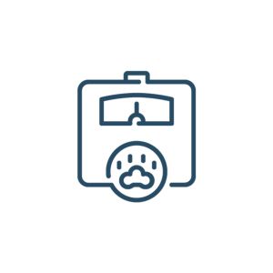 scale with a dog's paw on it